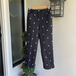 St. John Sport black pants with white embroidered bumble bee size 8